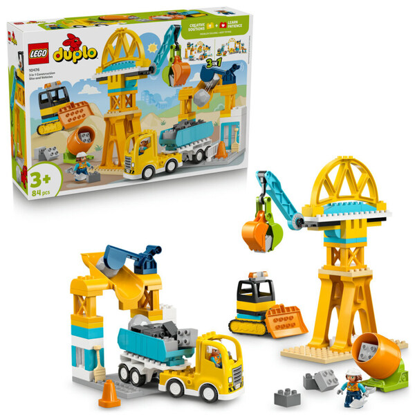 DUPLO LEGO 10476 3-i-1 Byggeplass med anleggsmaskiner
