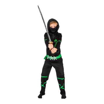 COSTUME BLACK/GREEN NINJA KIDS 122-128 122-128 - Karneval