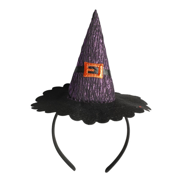HEADBAND WITCH HAT PURPLE GLITTER