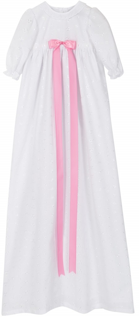 Pascal dåpskjole i engelsk blonde jente med rosa bånd