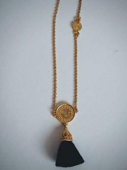 Gold Tassel Necklace long Navy - Isle&Tribe
