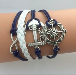 Armbånd, Leather Anchor Marine - BZ Fashion Jewelry